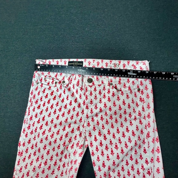 J. Crew Women Cropped Matchstick Pants, Sz 29 White w/ Pink Tulip Novelty Print - Picture 6 of 9